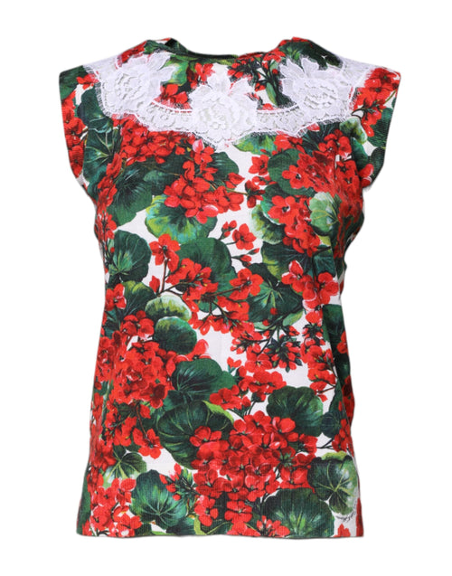 Dolce & Gabbana Multicolor Floral Lace Sleeveless Tank Top - ClickThatClicks 