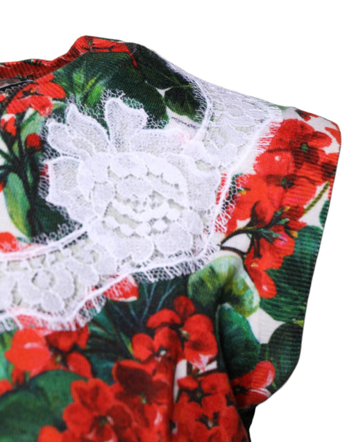 Dolce & Gabbana Multicolor Floral Lace Sleeveless Tank Top - ClickThatClicks 
