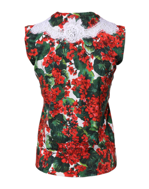 Dolce & Gabbana Multicolor Floral Lace Sleeveless Tank Top - ClickThatClicks 