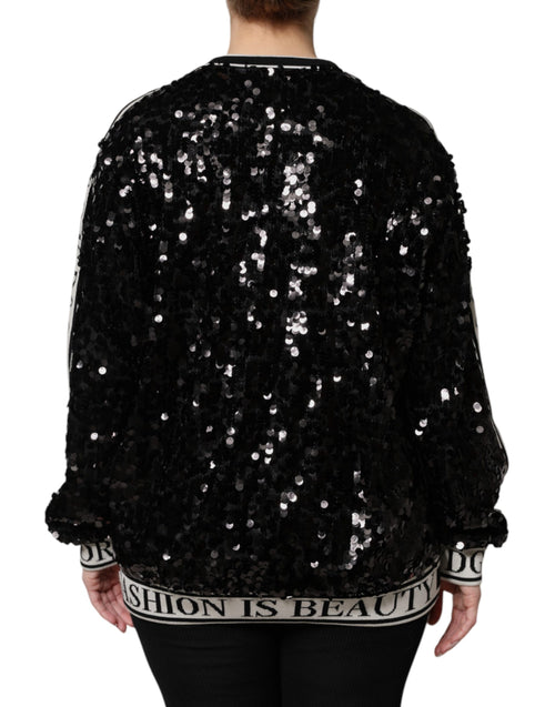 Dolce & Gabbana Black DG Queen Sequin Pullover Sweater - ClickThatClicks 