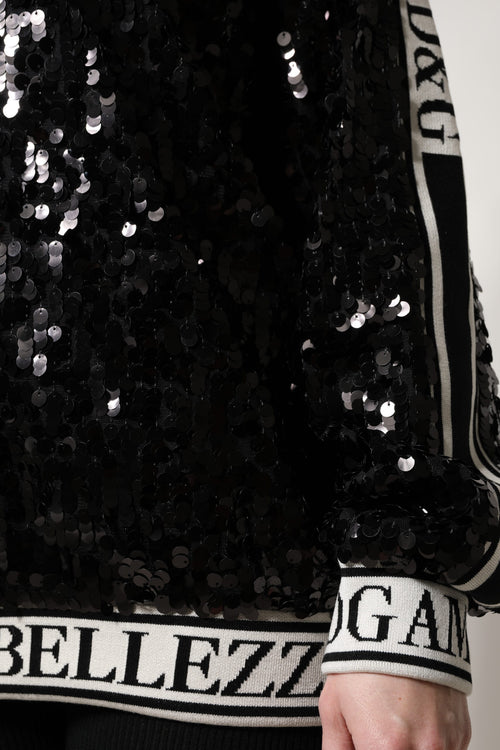 Dolce & Gabbana Black DG Queen Sequin Pullover Sweater - ClickThatClicks 