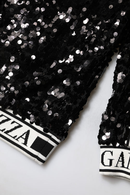 Dolce & Gabbana Black DG Queen Sequin Pullover Sweater - ClickThatClicks 