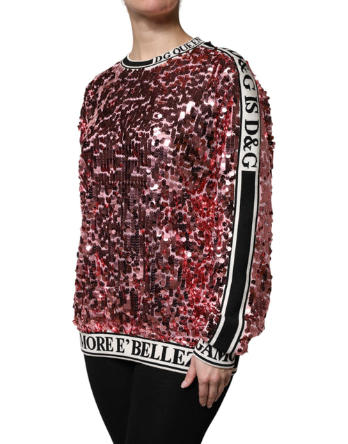 Dolce & Gabbana Pink DG Queen Sequin Pullover Sweater - ClickThatClicks 