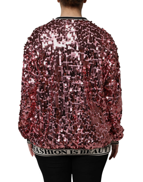 Dolce & Gabbana Pink DG Queen Sequin Pullover Sweater - ClickThatClicks 