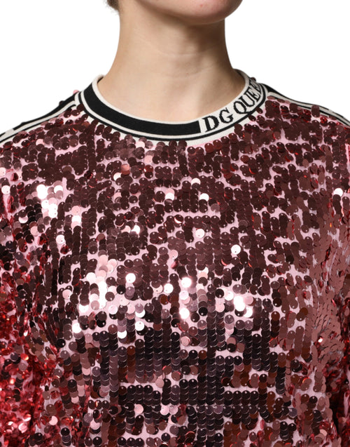 Dolce & Gabbana Pink DG Queen Sequin Pullover Sweater - ClickThatClicks 