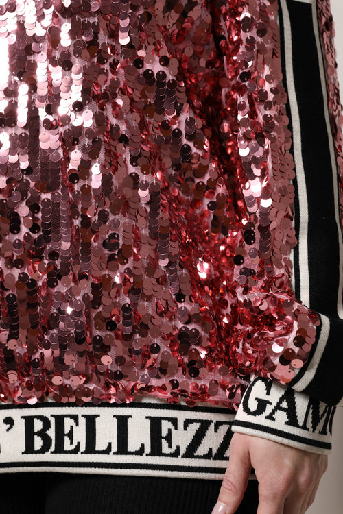Dolce & Gabbana Pink DG Queen Sequin Pullover Sweater - ClickThatClicks 