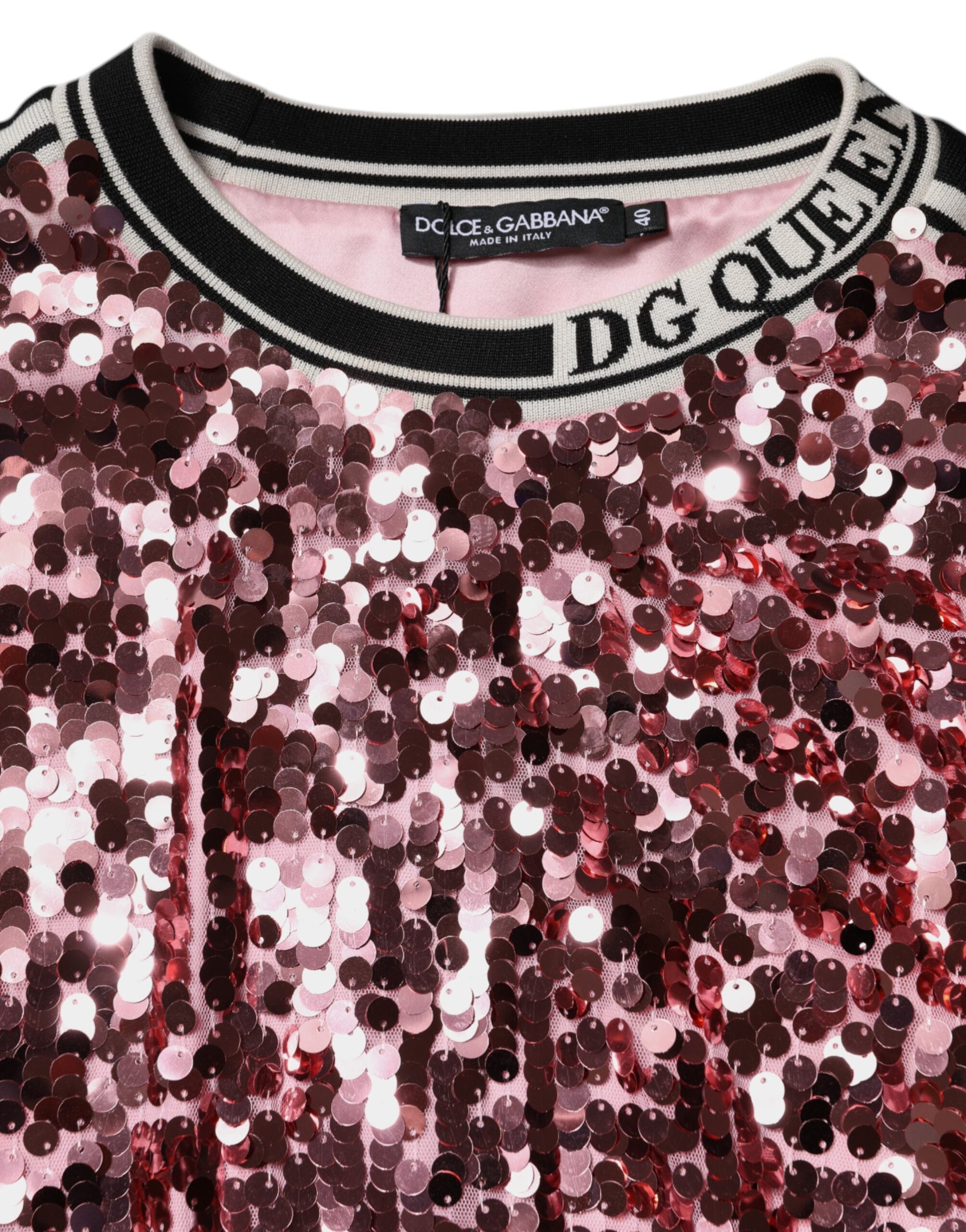 Dolce & Gabbana Pink DG Queen Sequin Pullover Sweater - ClickThatClicks 