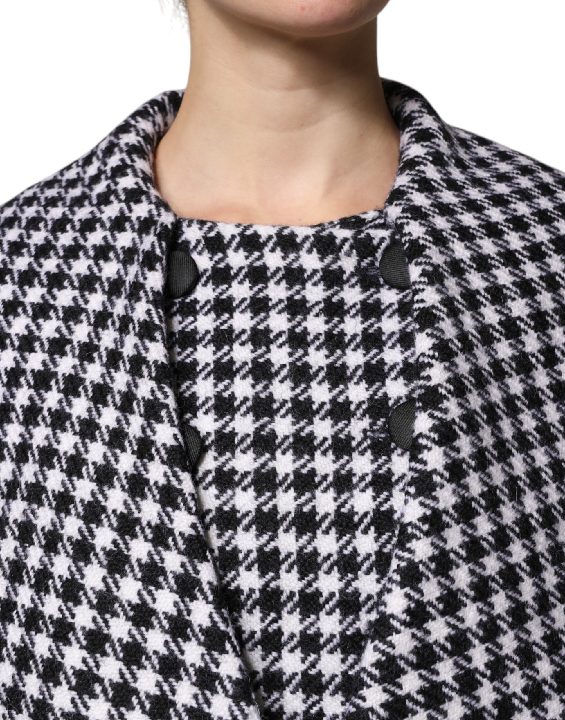 Dolce & Gabbana Black White Monochrome Patterned Floral Cape Jacket - ClickThatClicks 