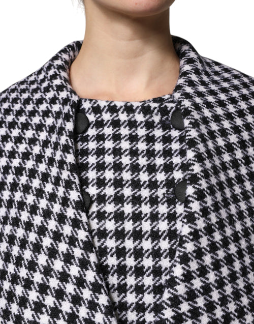 Dolce & Gabbana Black White Monochrome Patterned Floral Cape Jacket - ClickThatClicks 