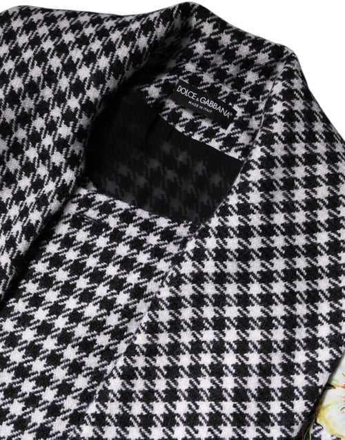 Dolce & Gabbana Black White Monochrome Patterned Floral Cape Jacket - ClickThatClicks 