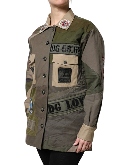 Dolce & Gabbana Military Green Cotton Button Down Jacket - ClickThatClicks 