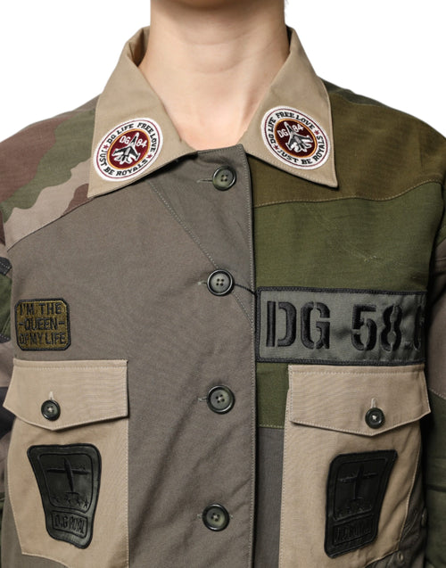 Dolce & Gabbana Military Green Cotton Button Down Jacket - ClickThatClicks 