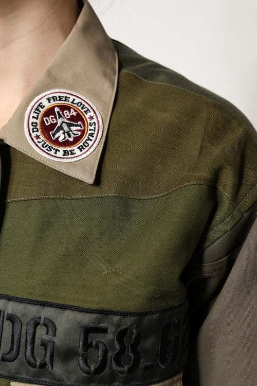 Dolce & Gabbana Military Green Cotton Button Down Jacket - ClickThatClicks 
