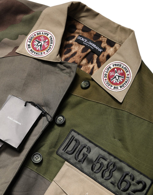 Dolce & Gabbana Military Green Cotton Button Down Jacket - ClickThatClicks 
