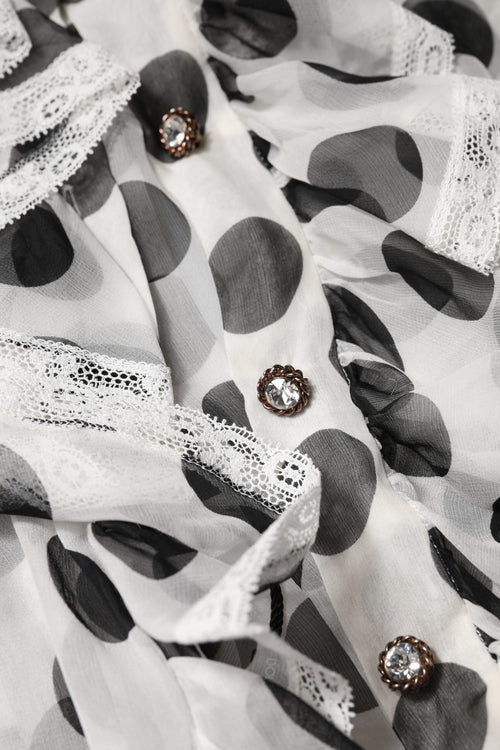 Dolce & Gabbana White Black Polka Dot Cotton Sleeveless Top - ClickThatClicks 