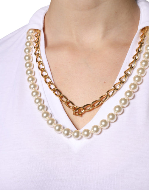 Dolce & Gabbana White Necklace Cotton Short Sleeve T-shirt - ClickThatClicks 