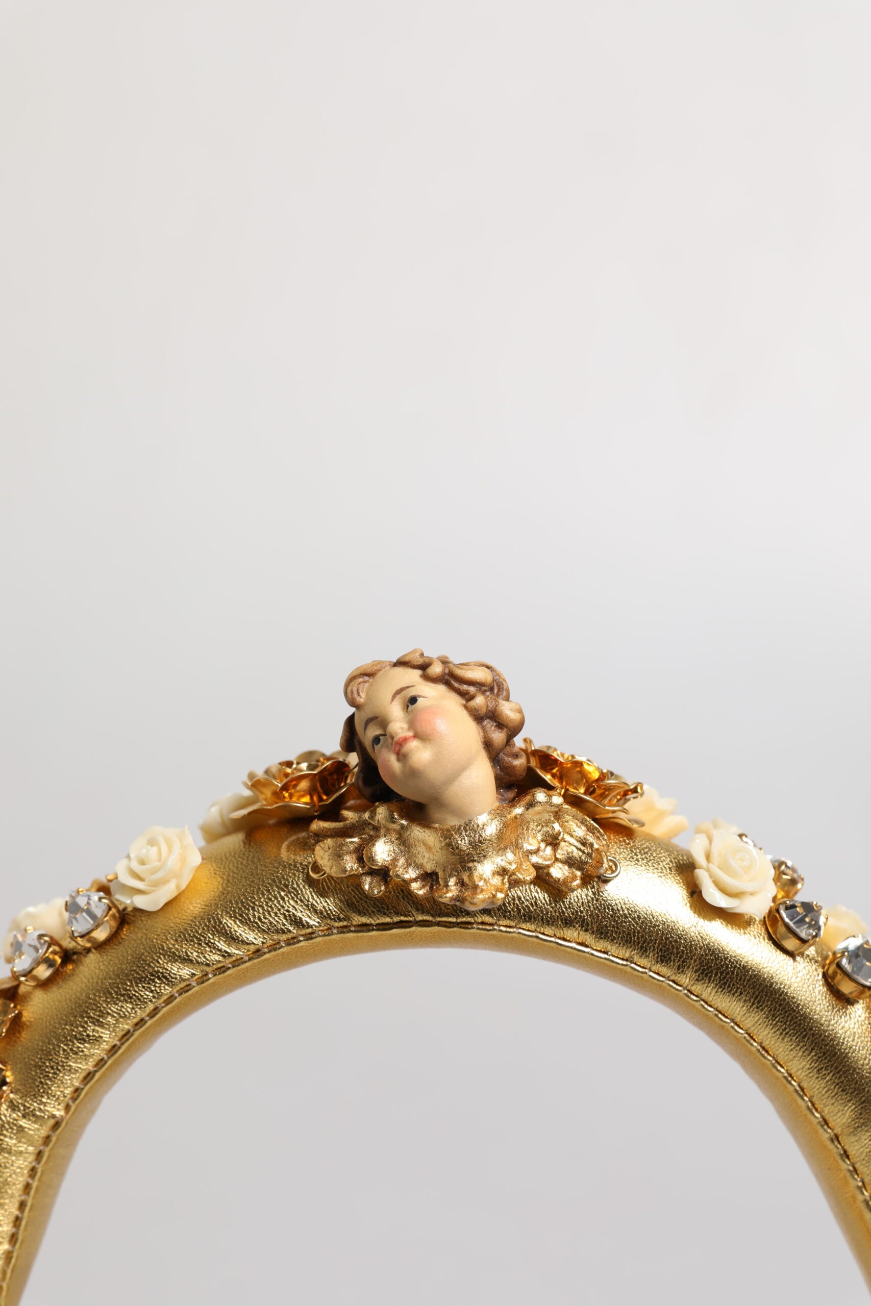Dolce & Gabbana Gold Leather Floral Crystal Angel Headset Headphones - ClickThatClicks 