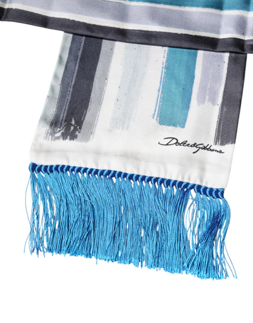 Dolce & Gabbana Multicolor Stripes Silk Fringes Neck Foulard Scarf - ClickThatClicks 
