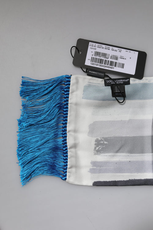 Dolce & Gabbana Multicolor Stripes Silk Fringes Neck Foulard Scarf - ClickThatClicks 