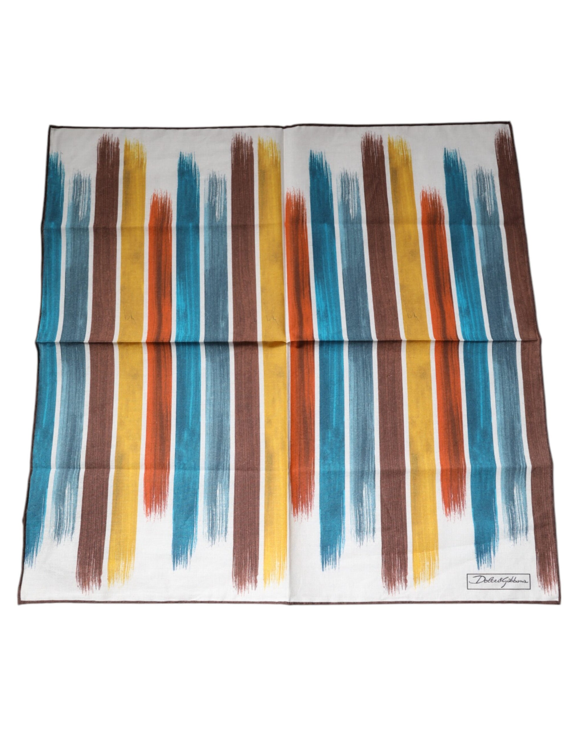 Dolce & Gabbana Multicolor Stripes Cotton Square Foulard Scarf - ClickThatClicks 