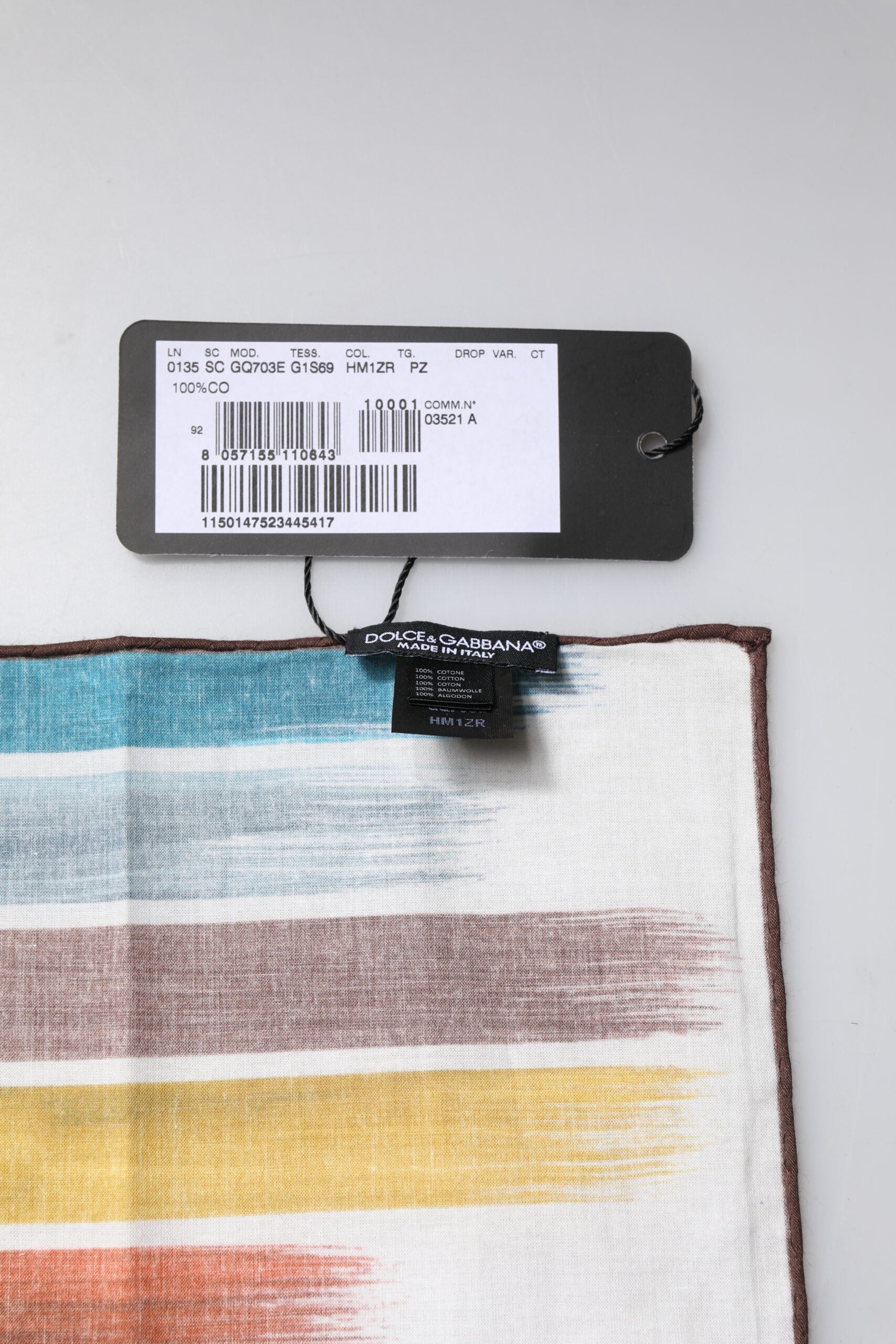 Dolce & Gabbana Multicolor Stripes Cotton Square Foulard Scarf - ClickThatClicks 