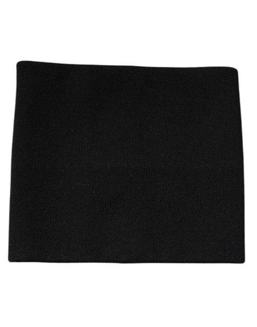 Dolce & Gabbana Black Cashmere Knitted Square Handkerchief Scarf - ClickThatClicks 