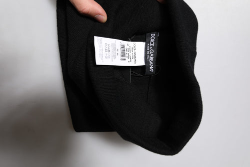 Dolce & Gabbana Black Cashmere Knitted Square Handkerchief Scarf - ClickThatClicks 