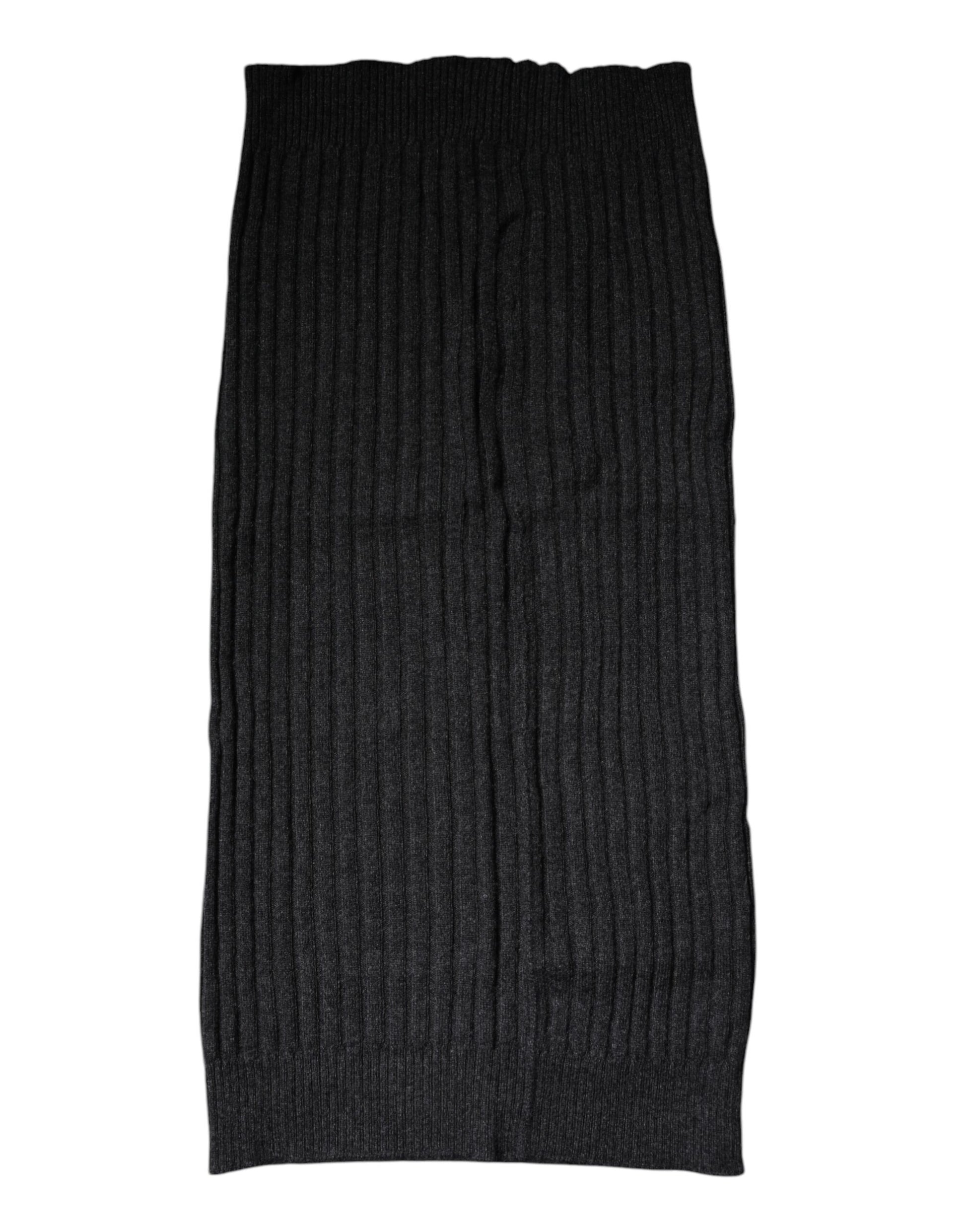 Dolce & Gabbana Black Cashmere Knitted Neck Warmer Foulard Scarf - ClickThatClicks 