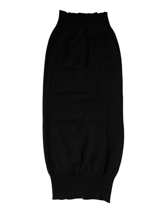 Dolce & Gabbana Black Cashmere Knitted Neck Warmer Foulard Scarf - ClickThatClicks 