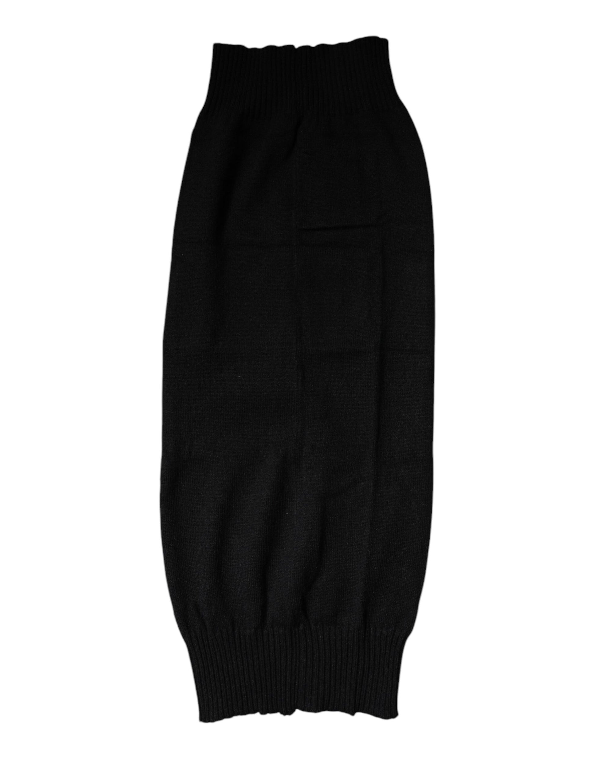 Dolce & Gabbana Black Cashmere Knitted Neck Warmer Foulard Scarf - ClickThatClicks 