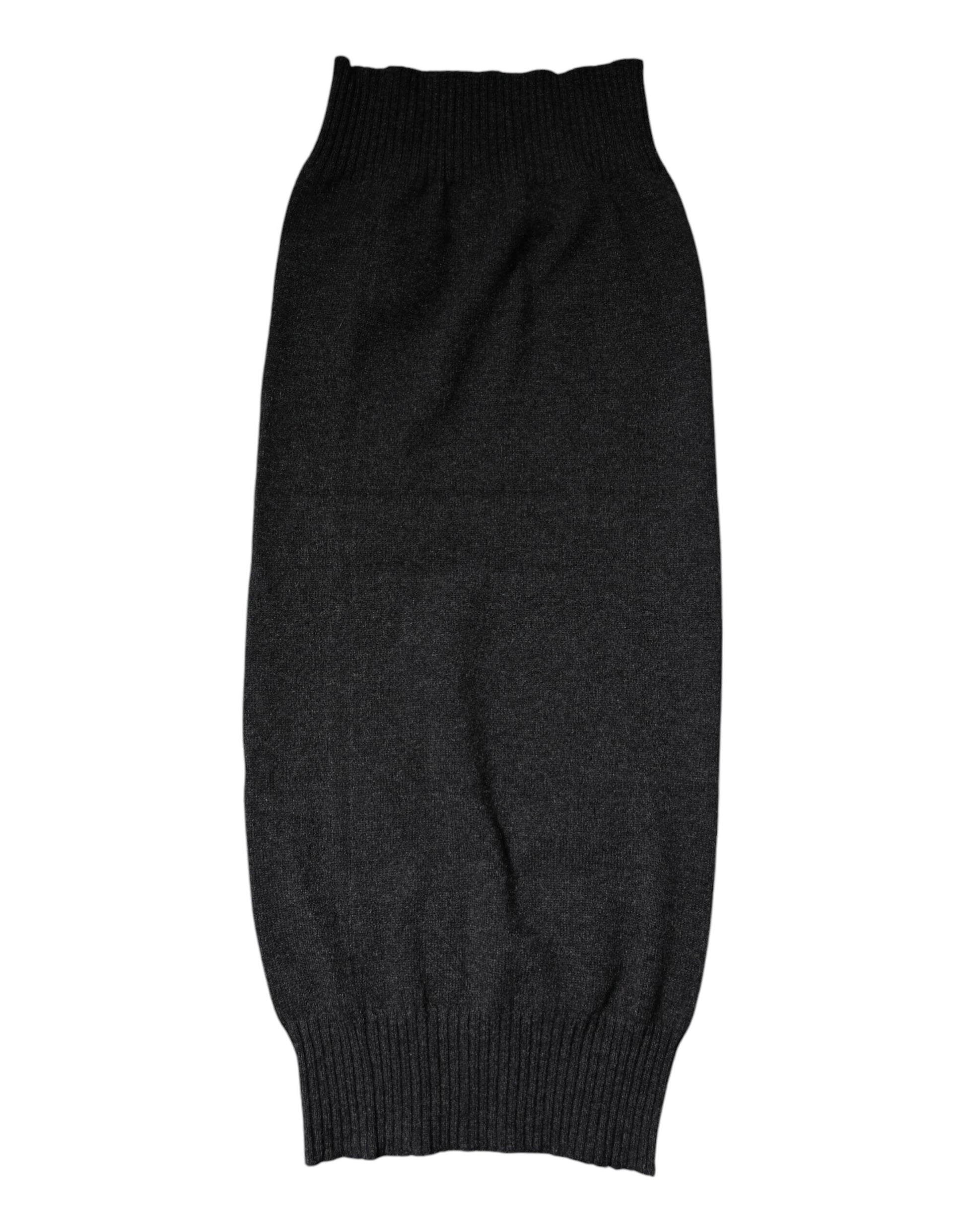 Dolce & Gabbana Black Cashmere Knitted Neck Warmer Foulard Scarf - ClickThatClicks 