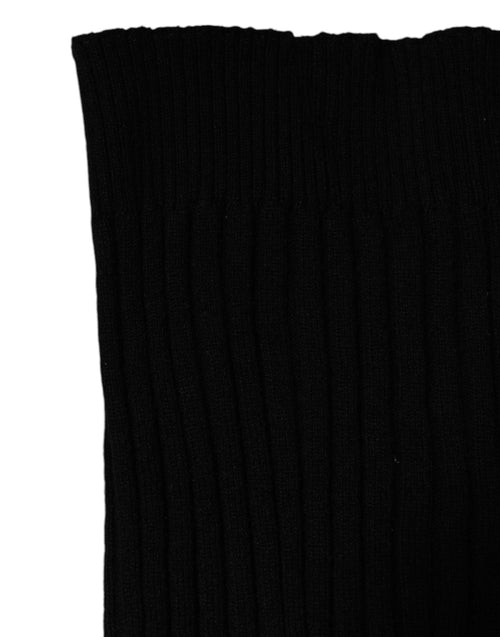 Dolce & Gabbana Black Cashmere Knitted Neck Warmer Foulard Scarf - ClickThatClicks 