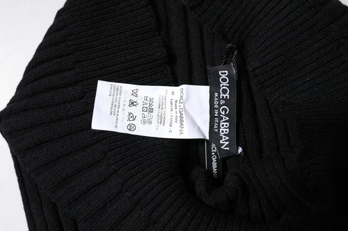 Dolce & Gabbana Black Cashmere Knitted Neck Warmer Foulard Scarf - ClickThatClicks 