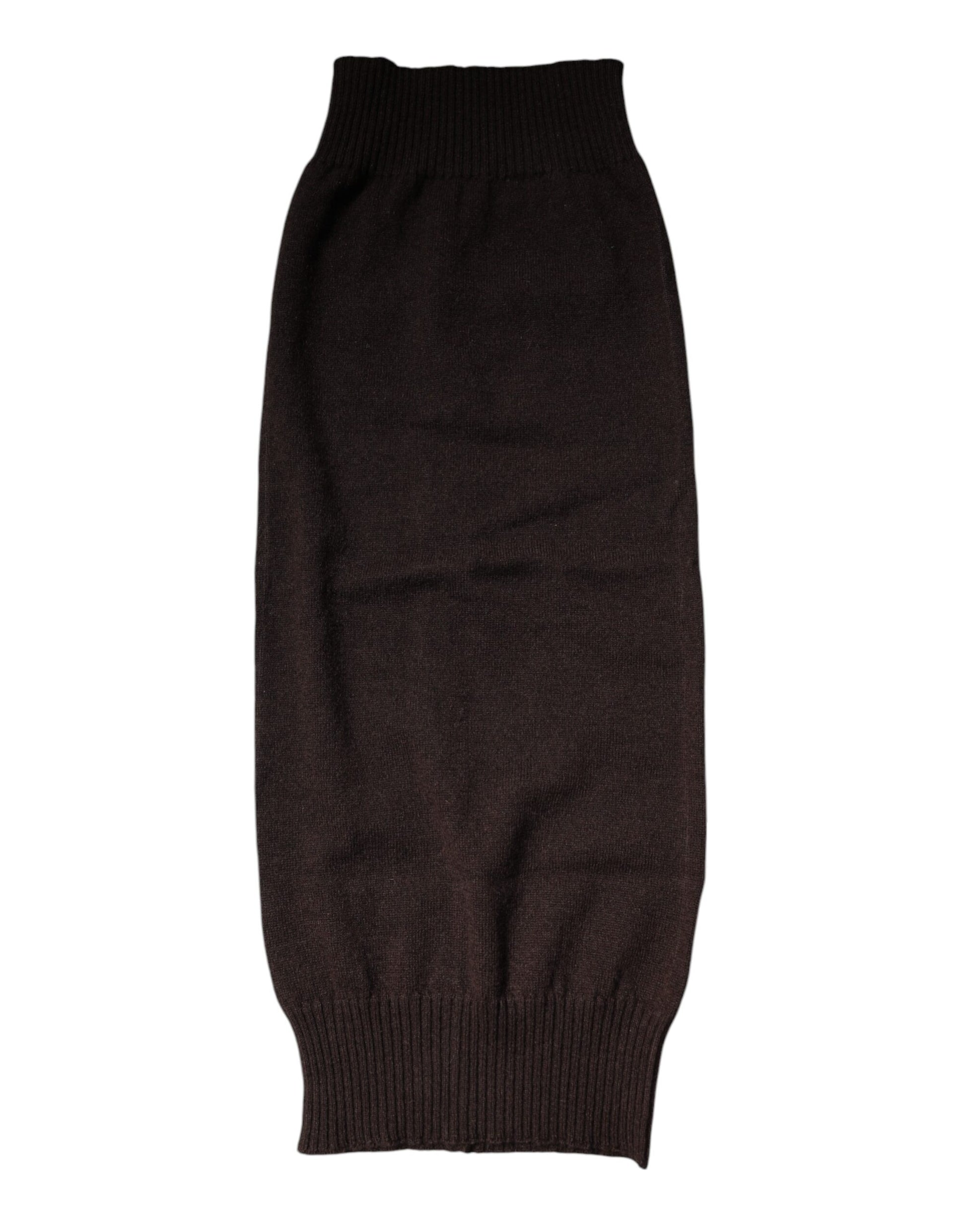 Dolce & Gabbana Brown Cashmere Knitted Neck Warmer Foulard Scarf - ClickThatClicks 