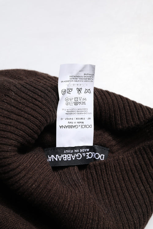Dolce & Gabbana Brown Cashmere Knitted Neck Warmer Foulard Scarf - ClickThatClicks 