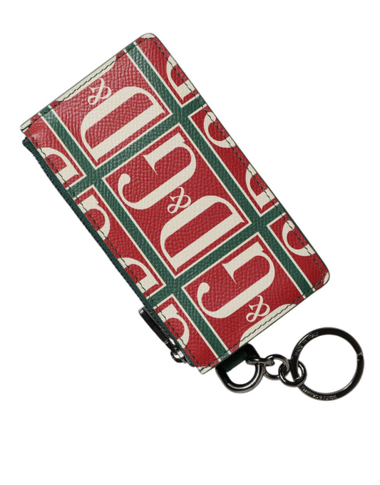 Dolce & Gabbana Green Calf Leather Logo Print Monogram Card Holder Wallet - ClickThatClicks 