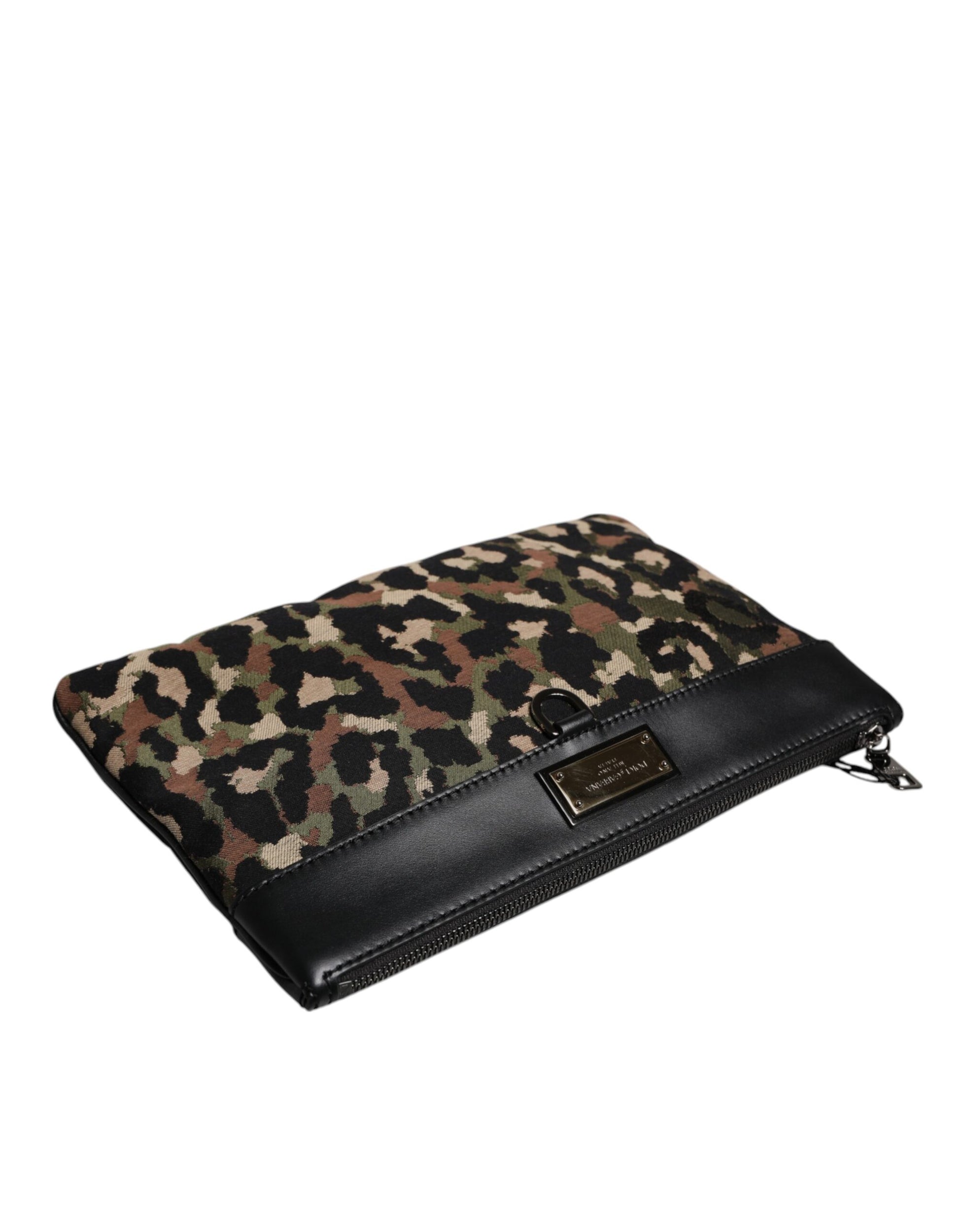 Dolce & Gabbana Multicolor Leopard Jacquard Print Logo Plaque Pouch Bag - ClickThatClicks 