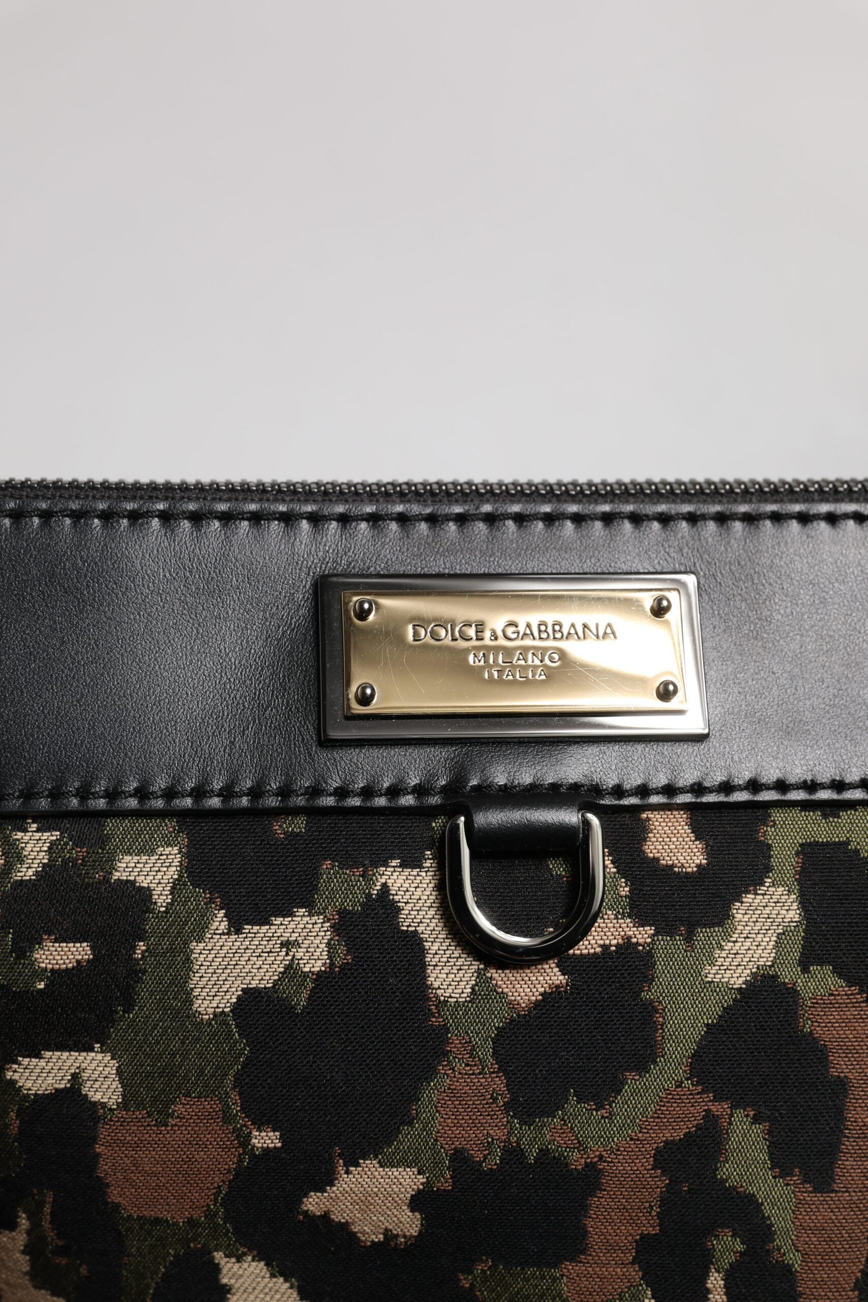 Dolce & Gabbana Multicolor Leopard Jacquard Print Logo Plaque Pouch Bag - ClickThatClicks 