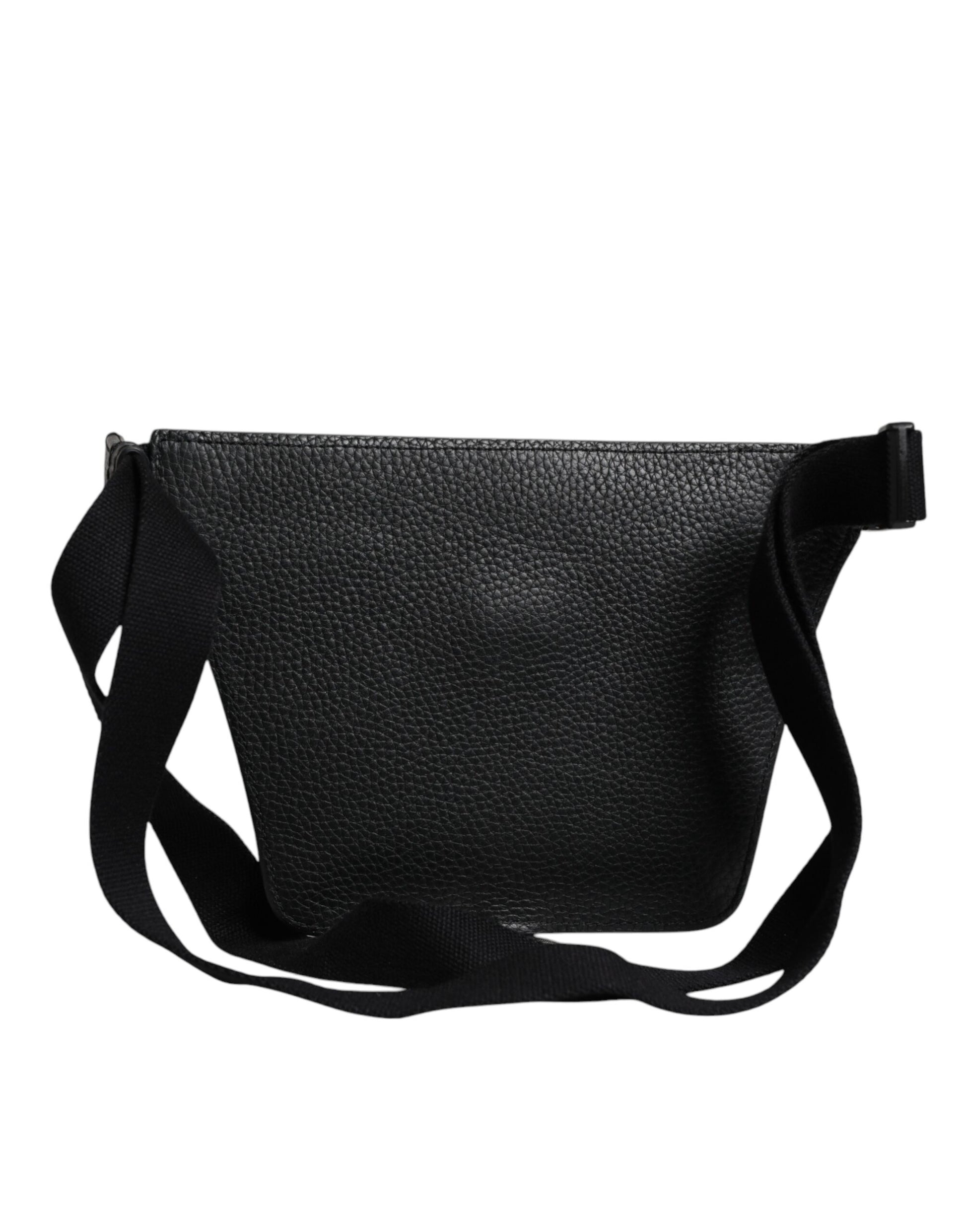 Dolce & Gabbana Black Calfskin Logo Plaque Belt Waist Men Fanny Pack Bag - ClickThatClicks 