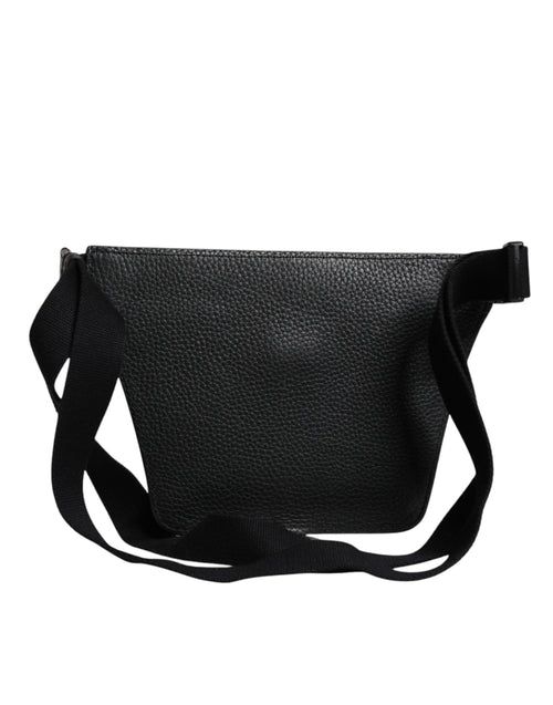 Dolce & Gabbana Black Calfskin Logo Plaque Belt Waist Men Fanny Pack Bag - ClickThatClicks 