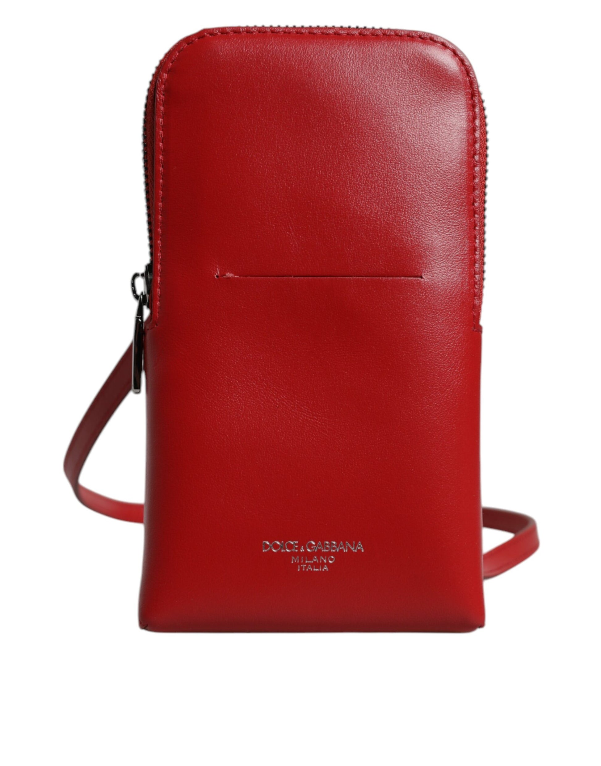 Dolce & Gabbana Red Leather Purse Phone Sling Crossbody Neck Strap Bag - ClickThatClicks 