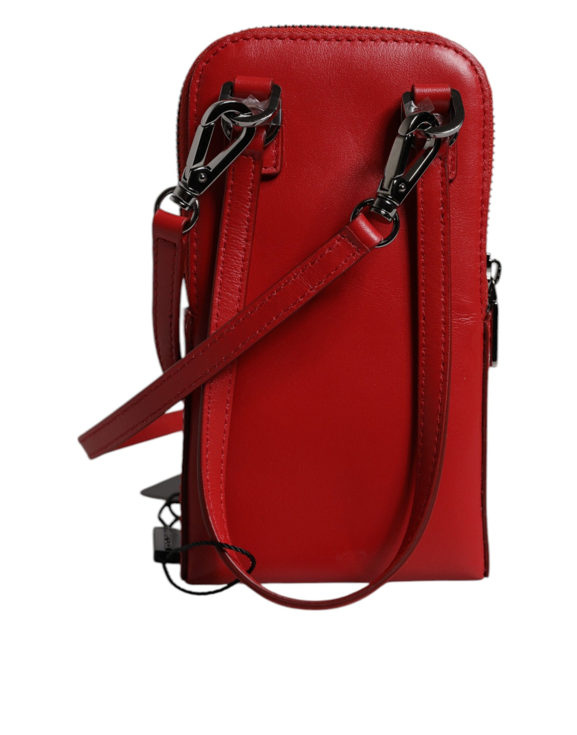 Dolce & Gabbana Red Leather Purse Phone Sling Crossbody Neck Strap Bag - ClickThatClicks 