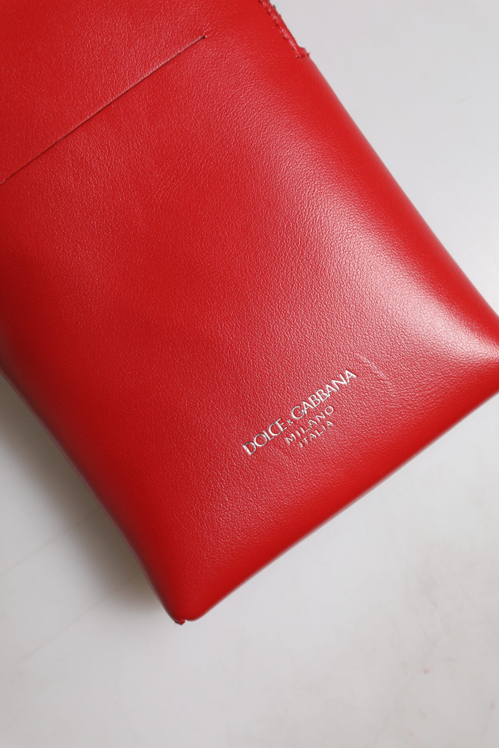 Dolce & Gabbana Red Leather Purse Phone Sling Crossbody Neck Strap Bag - ClickThatClicks 