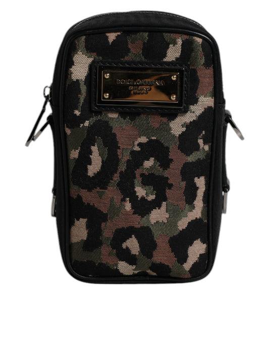 Dolce & Gabbana Multicolor Leopard Jacquard Logo Plaque Neck Strap Bag - ClickThatClicks 