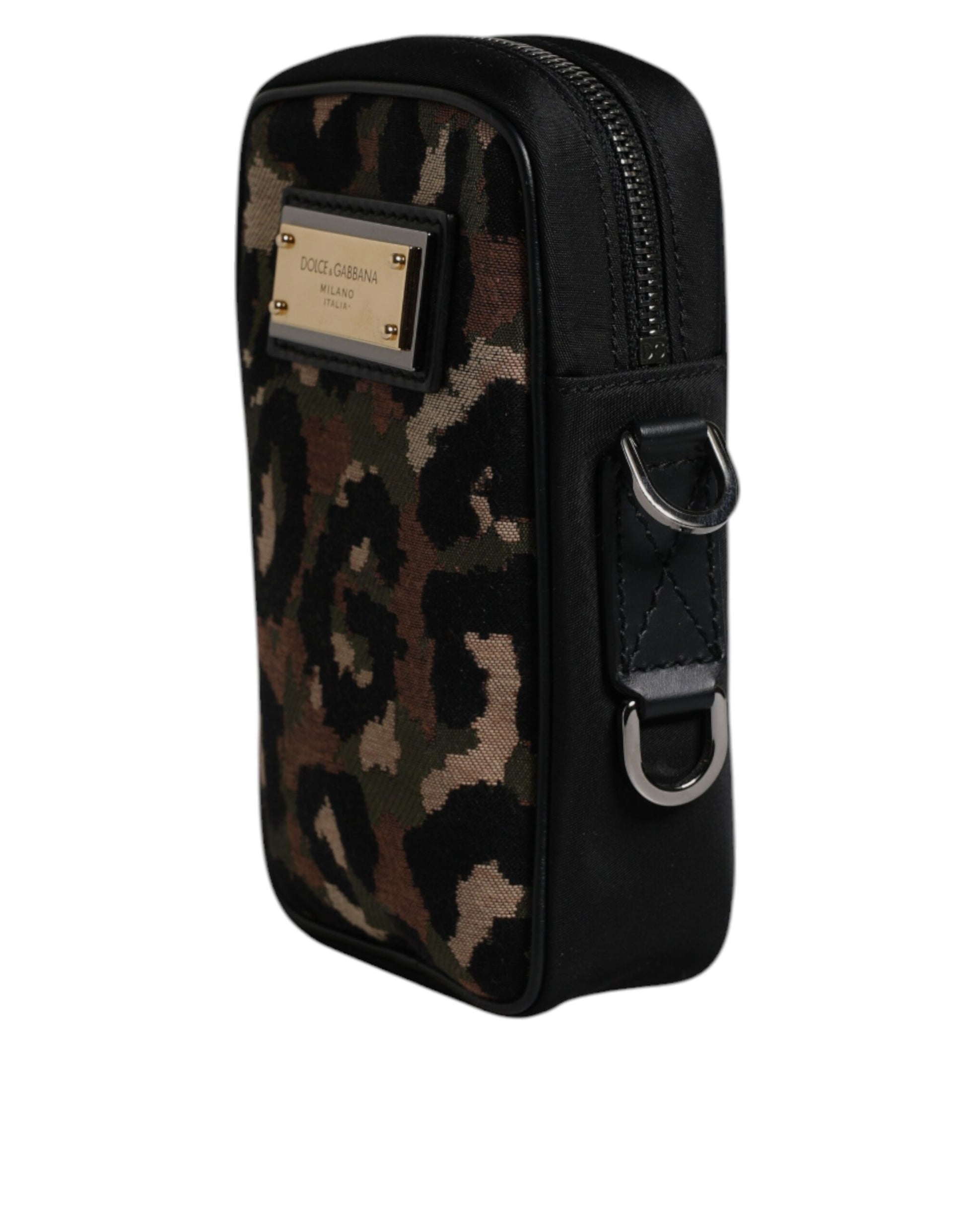 Dolce & Gabbana Multicolor Leopard Jacquard Logo Plaque Neck Strap Bag - ClickThatClicks 