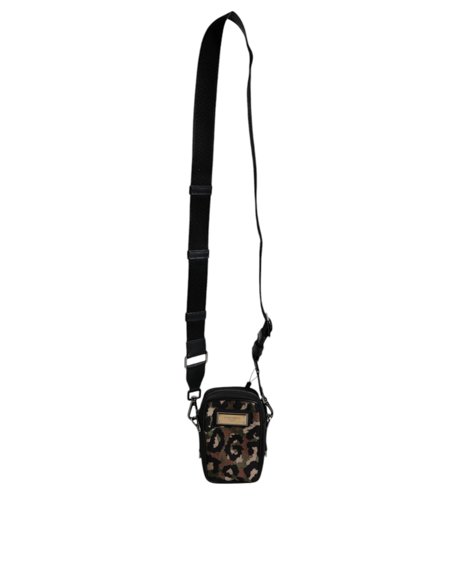 Dolce & Gabbana Multicolor Leopard Jacquard Logo Plaque Neck Strap Bag - ClickThatClicks 