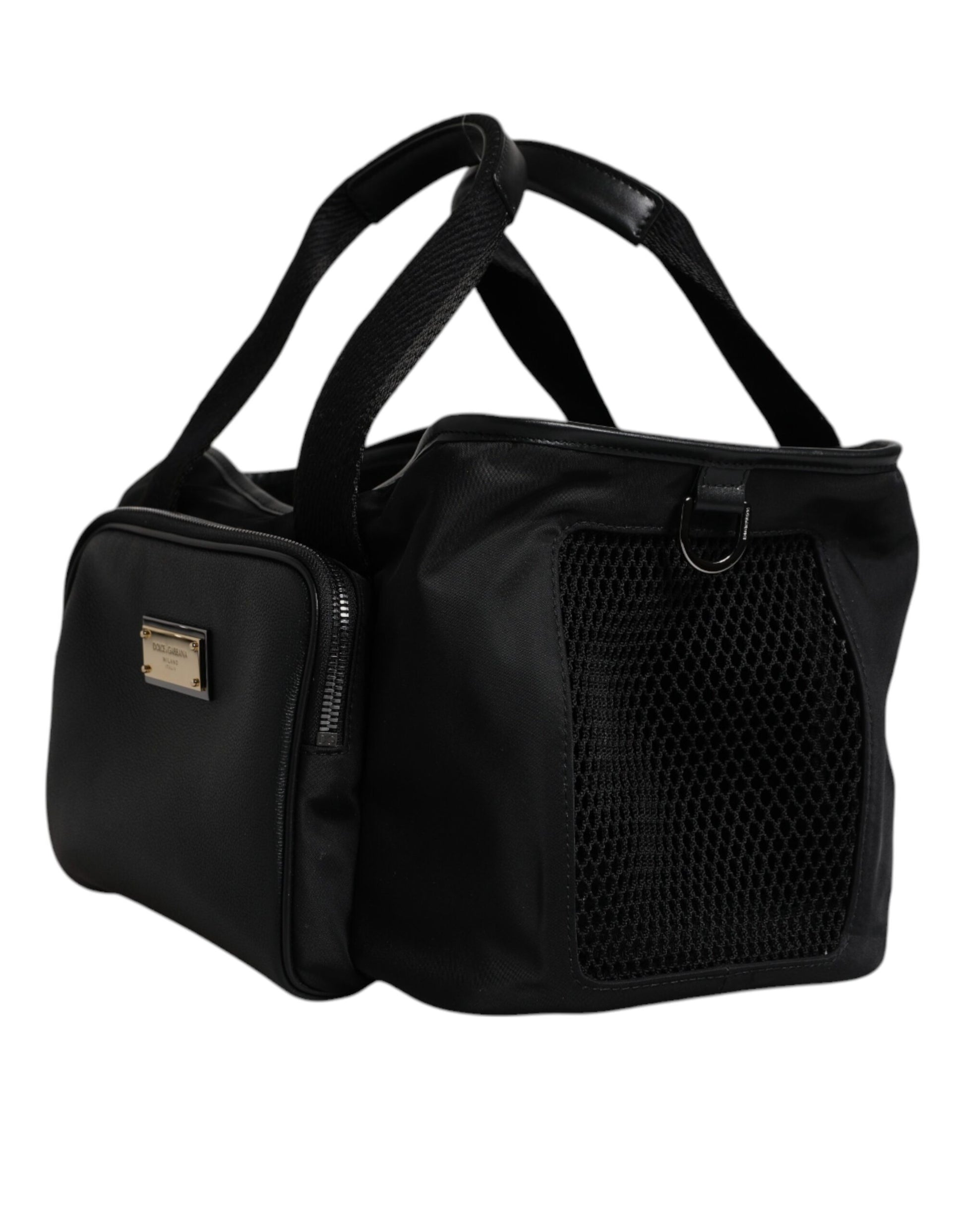 Dolce & Gabbana Black Shoulder Strap Pet Carry Logo Plaque Bag - ClickThatClicks 