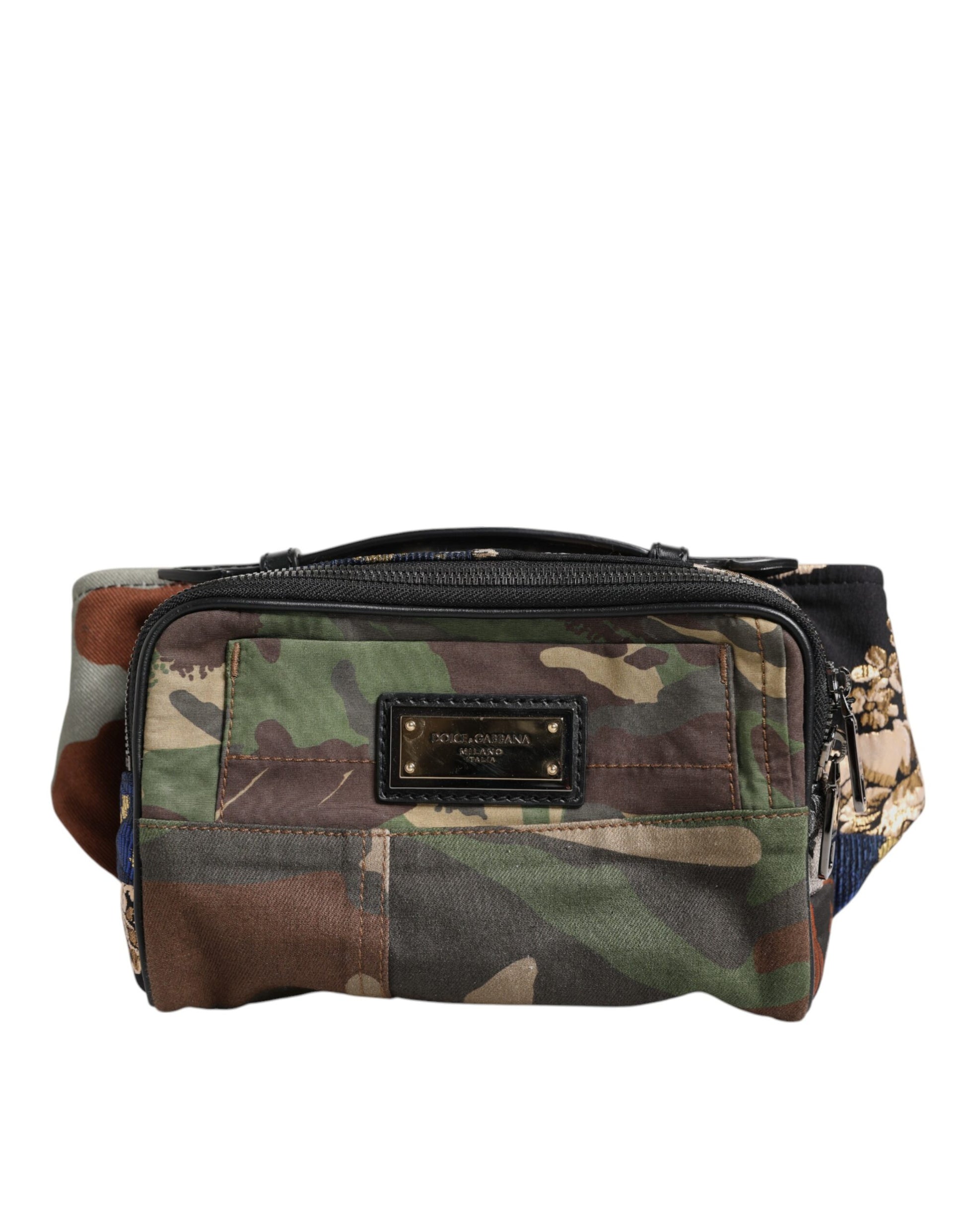 Dolce & Gabbana Multicolor Camouflage Patchwork Logo Waist Fanny Pack Bag - ClickThatClicks 