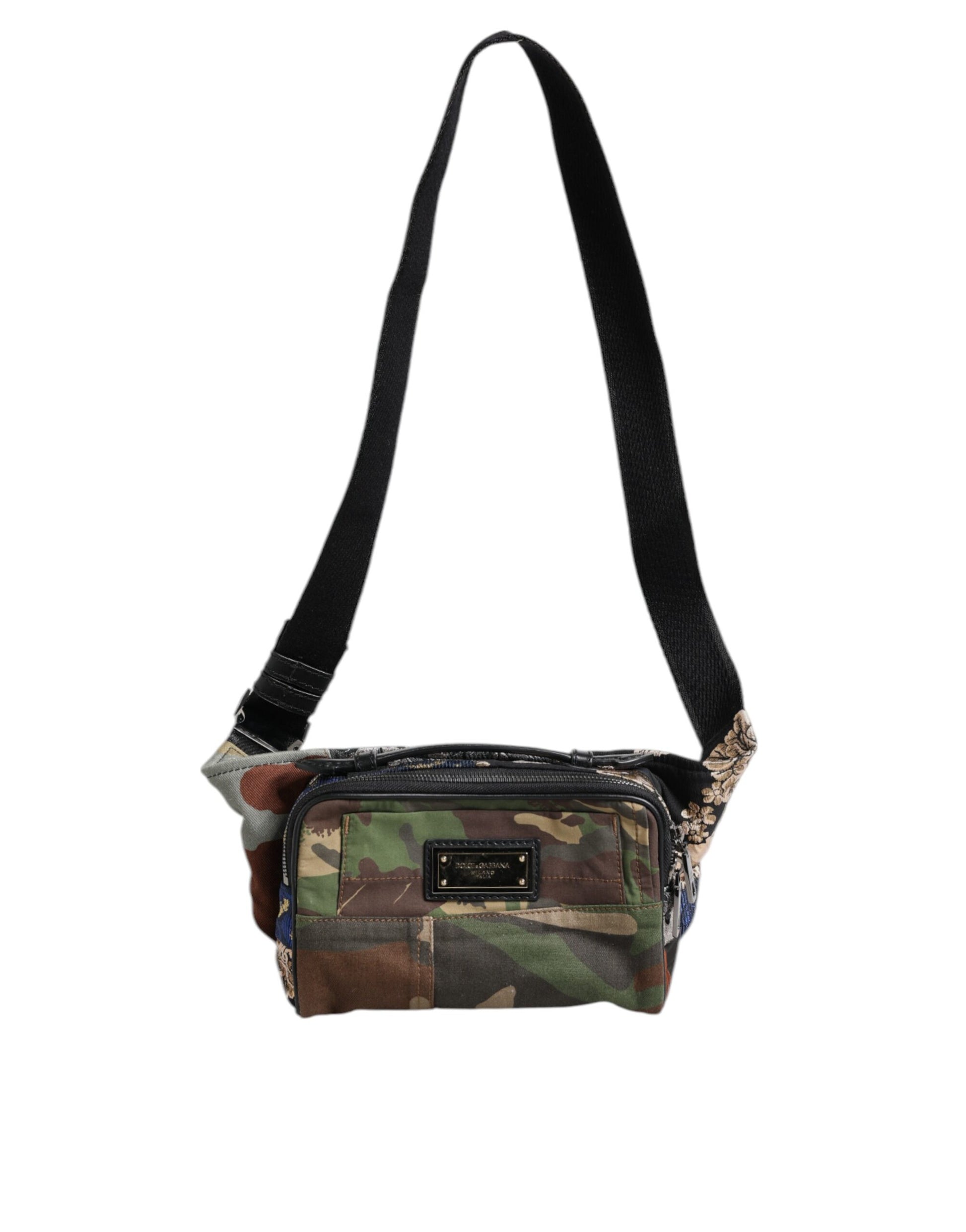 Dolce & Gabbana Multicolor Camouflage Patchwork Logo Waist Fanny Pack Bag - ClickThatClicks 