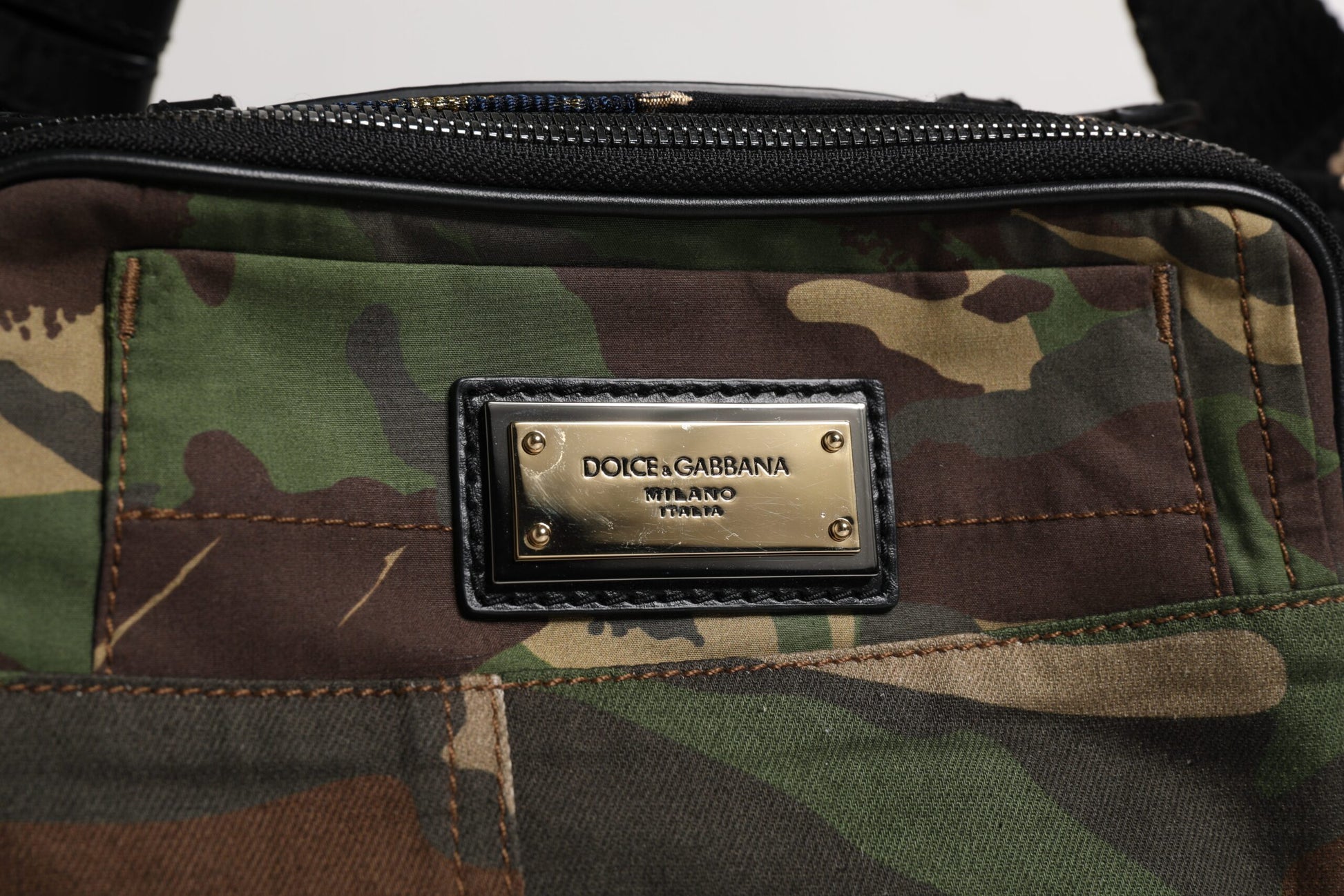 Dolce & Gabbana Multicolor Camouflage Patchwork Logo Waist Fanny Pack Bag - ClickThatClicks 